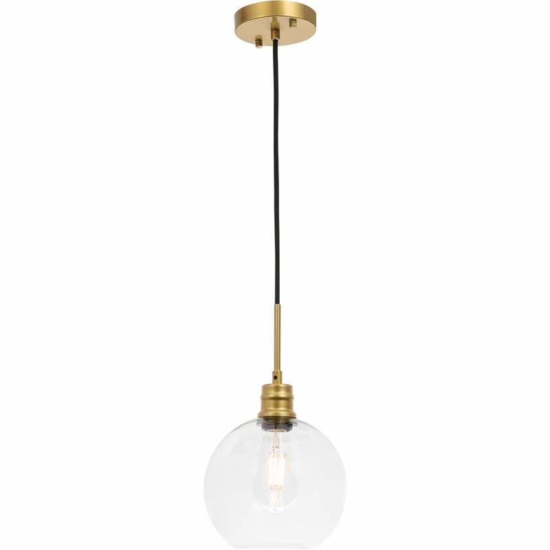 Living District Emett 1-Light Metal Pendant in Brass and Clear Glass Finish
