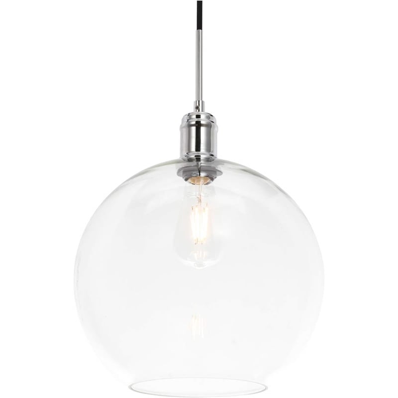 Living District Emett 1-Light Metal Pendant in Chrome and Clear Glass Finish