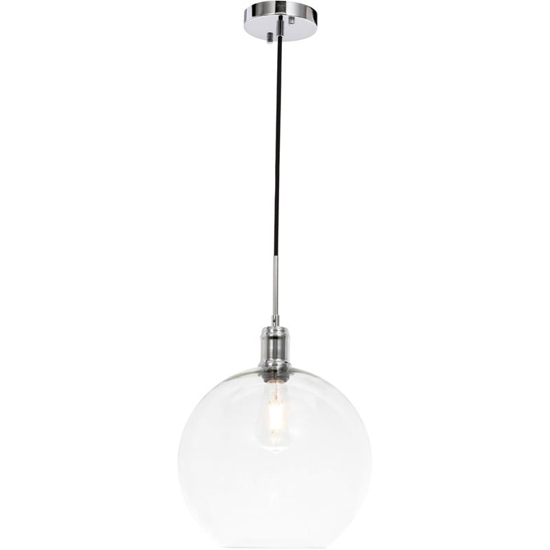 Living District Emett 1-Light Metal Pendant in Chrome and Clear Glass Finish