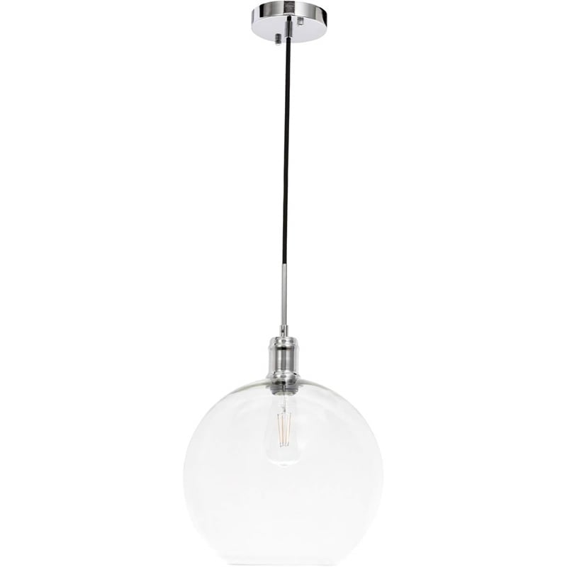 Living District Emett 1-Light Metal Pendant in Chrome and Clear Glass Finish