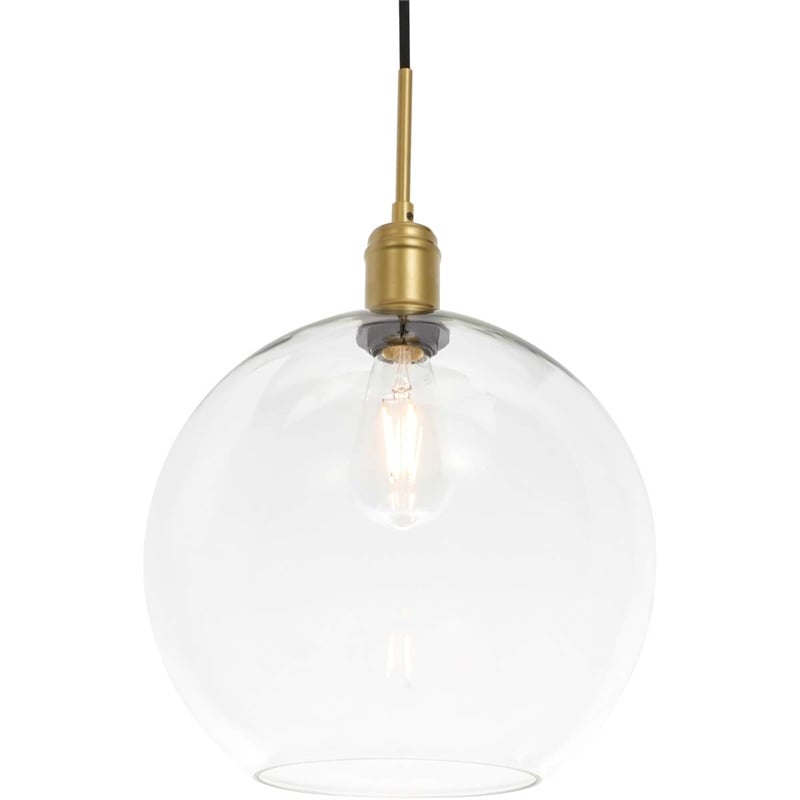 Living District Emett 1-Light Metal Pendant in Brass and Clear Glass