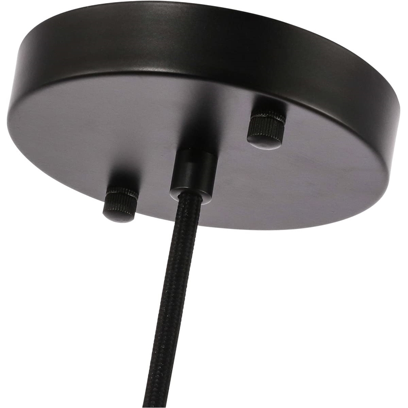 Living District Lyle 1-Light Metal Pendant in Black and Clear Seeded Glass
