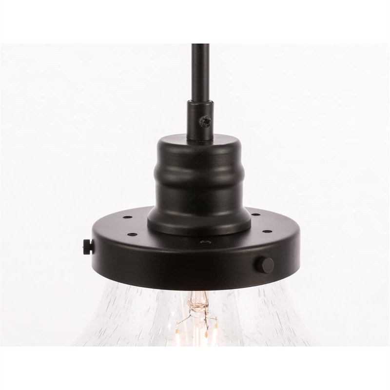Living District Lyle 1-Light Metal Pendant in Black and Clear Seeded Glass
