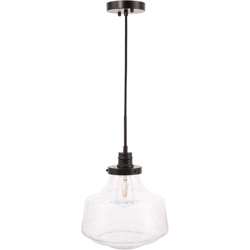 Living District Lyle 1-Light Metal Pendant in Black and Clear Seeded