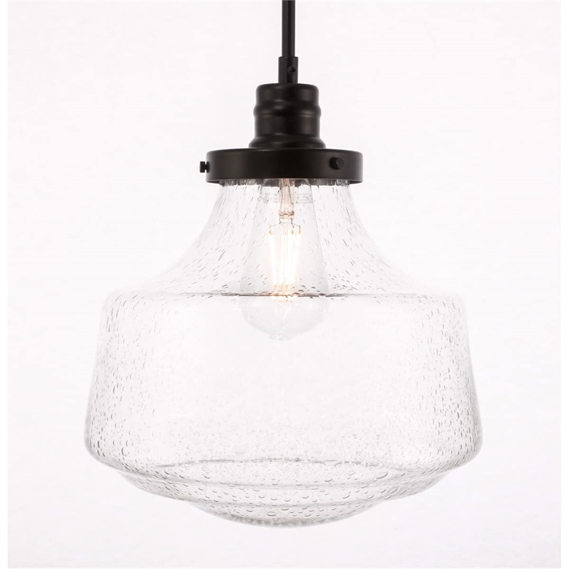 Living District Lyle 1-Light Metal Pendant in Black and Clear Seeded