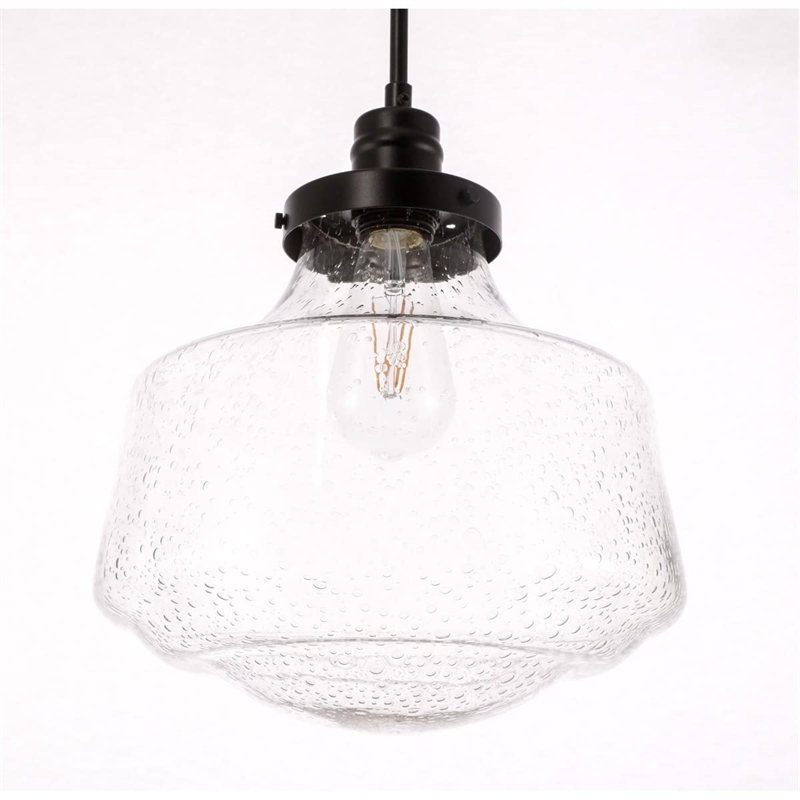 Living District Lyle 1-Light Metal Pendant in Black and Clear Seeded