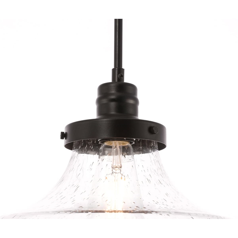 Living District Lyle 1-Light Metal Pendant in Black and Clear Seeded