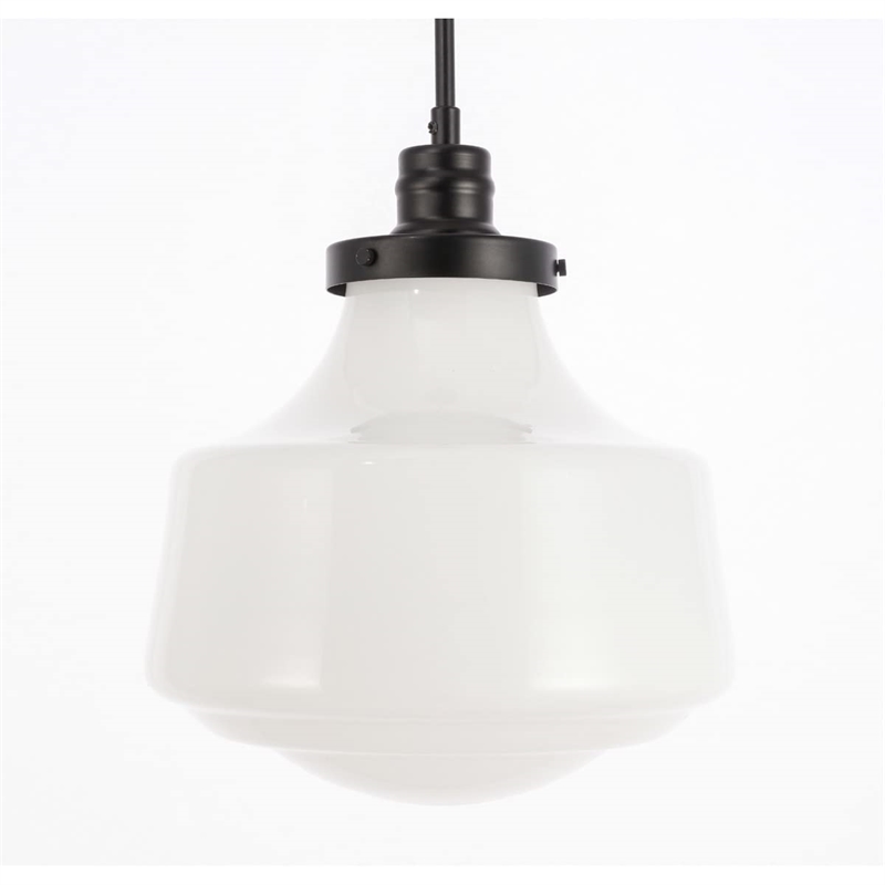 Living District Lyle 1-Light Metal Pendant in Black and Frosted White Glass