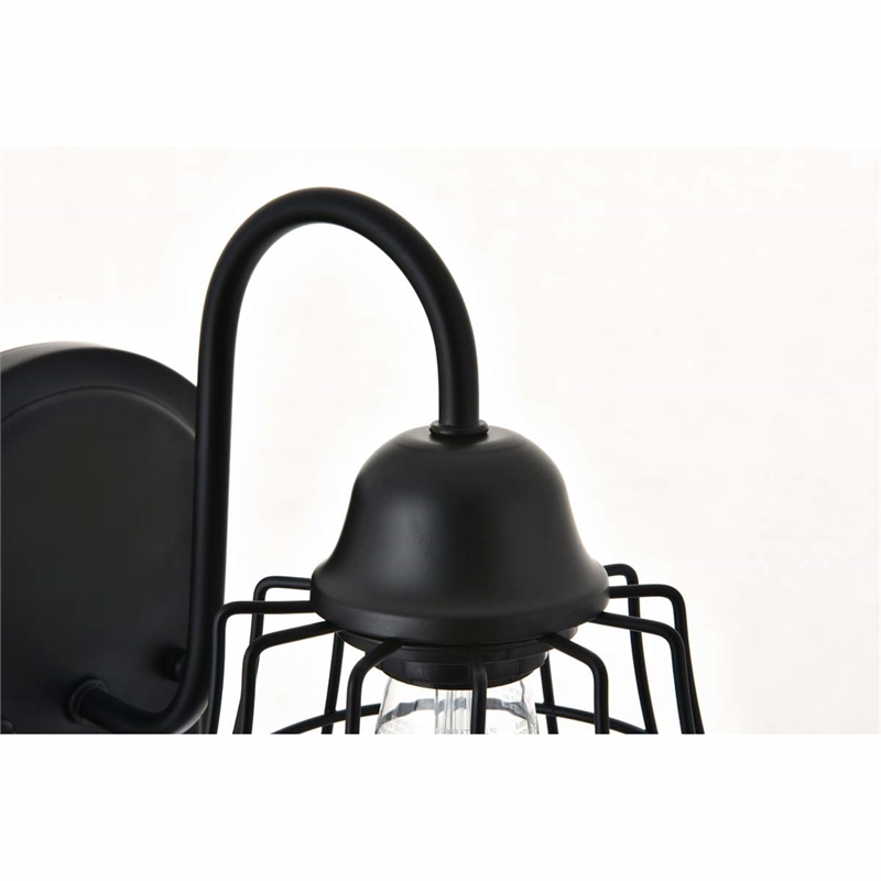 Living District Candor 1-Light Mid-Century Metal Wall Sconce in Black
