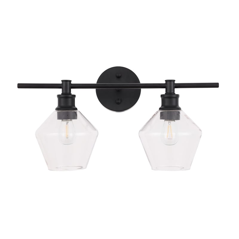 Living District Gene 2-Light Metal Wall Sconce in Brass and Clear Glass