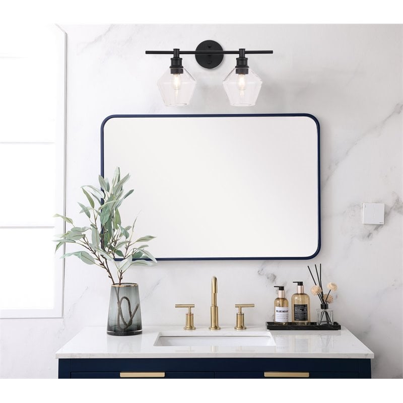Living District Gene 2-Light Metal & Glass Wall Sconce in Black/Clear