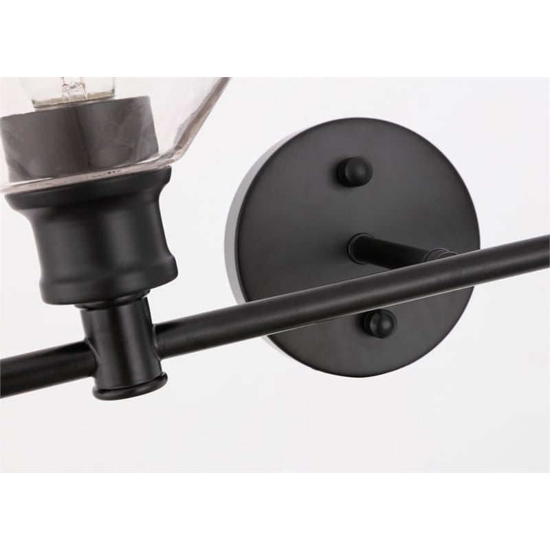 Living District Gene 2-Light Metal & Glass Wall Sconce in Black/Clear