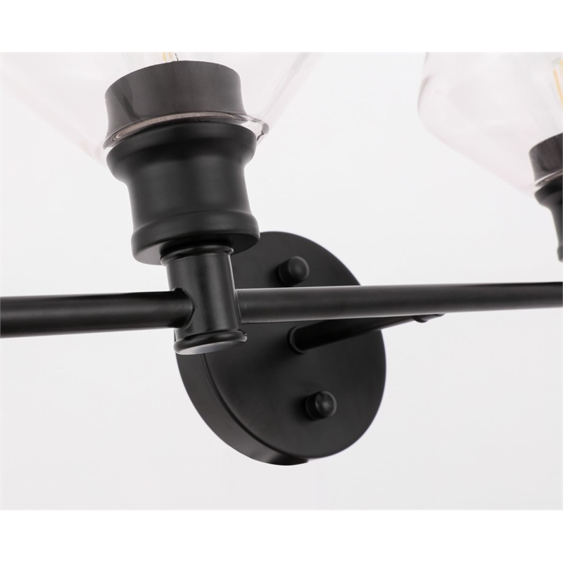 Living District Gene 2-Light Metal & Glass Wall Sconce in Black/Clear