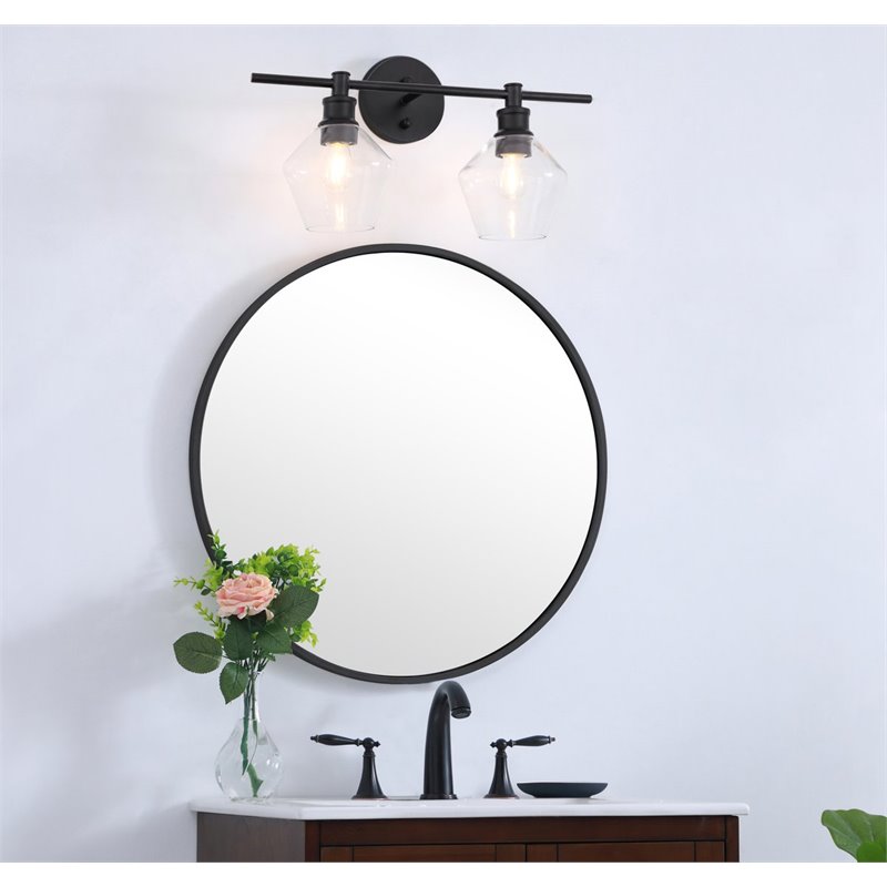 Living District Gene 2-Light Metal & Glass Wall Sconce in Black/Clear