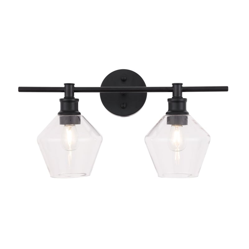 Living District Gene 2-Light Metal & Glass Wall Sconce in Black/Clear