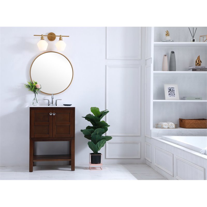 Living District Gene 2-Light Metal Wall Sconce in Brass and Frosted White