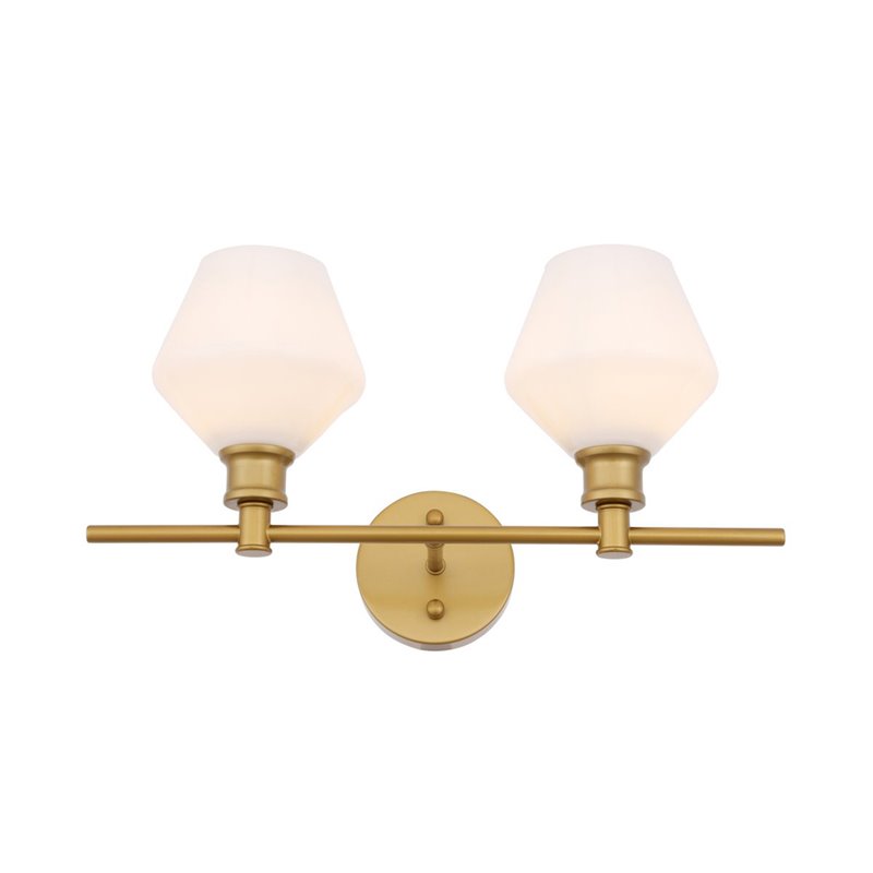 Living District Gene 2-Light Metal Wall Sconce in Brass and Frosted White
