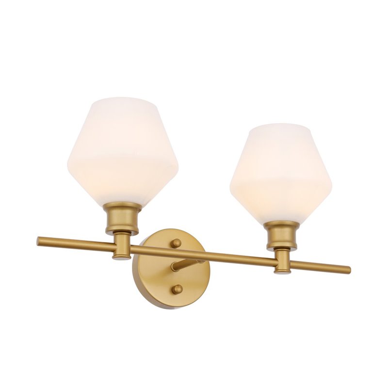 Living District Gene 2-Light Metal Wall Sconce in Brass and Frosted White