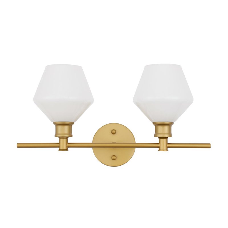 Living District Gene 2-Light Metal Wall Sconce in Brass and Frosted White
