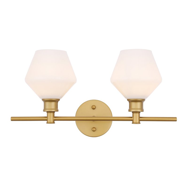Living District Gene 2-Light Metal Wall Sconce in Brass and Frosted White