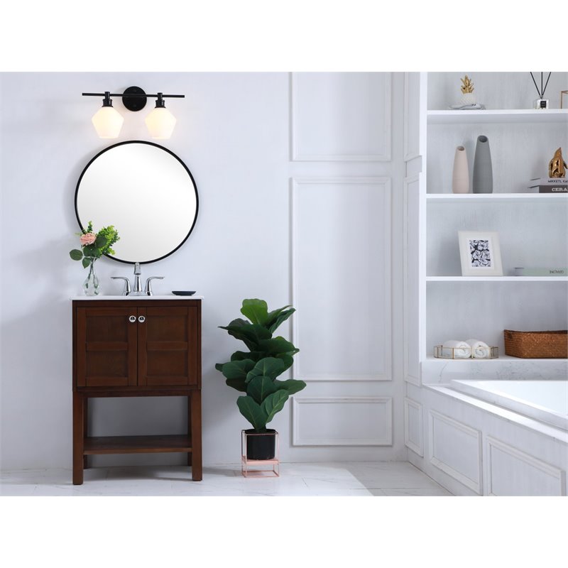 Living District Gene 2-Light Metal Wall Sconce in Black and Frosted White Glass