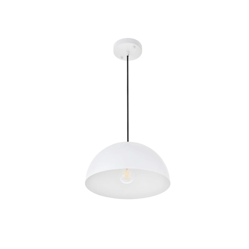 Living District Forte 1-Light Mid-Century Metal Pendant in White Finish