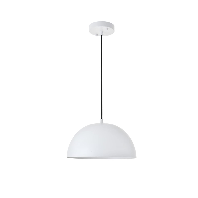 Living District Forte 1-Light Mid-Century Metal Pendant in White Finish