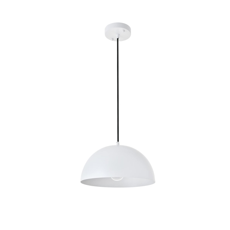 Living District Forte 1-Light Mid-Century Metal Pendant in White Finish