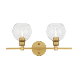 Living District Collier 2-Light Metal Wall Sconce in Brass and Clear Glass