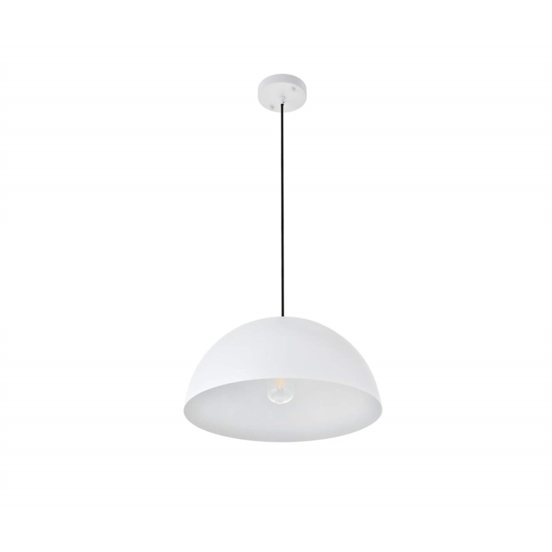 Living District Forte 1-Light Mid-Century Metal Pendant - White Finish
