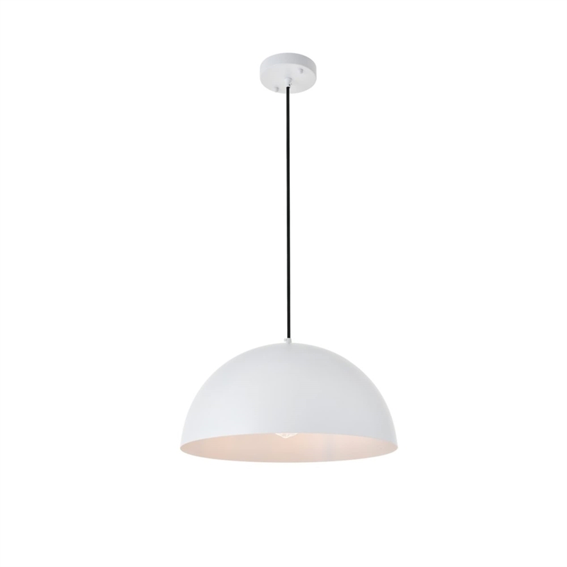 Living District Forte 1-Light Mid-Century Metal Pendant - White Finish
