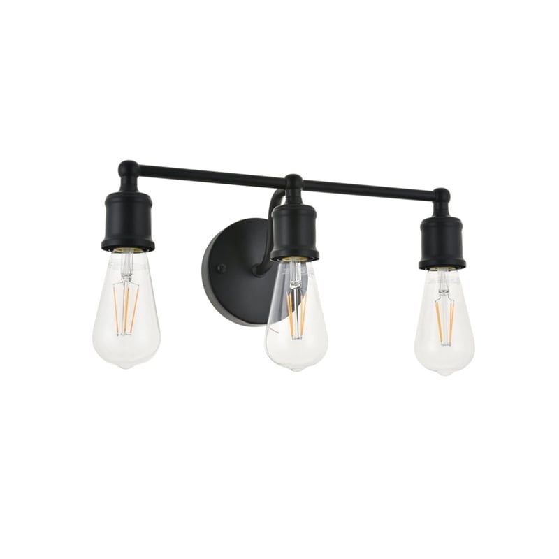Living District Serif 3-Light Mid-Century Metal Wall Sconce in Black