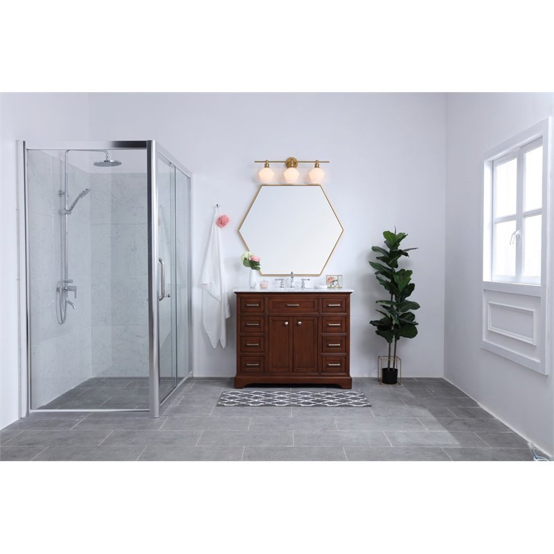 Living District Gene 3-Light Metal Wall Sconce in Brass and Frosted White Glass