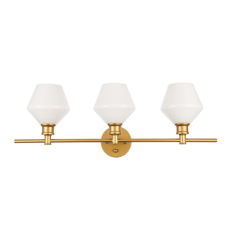 Living District Gene 3-Light Metal Wall Sconce in Brass and Frosted White Glass