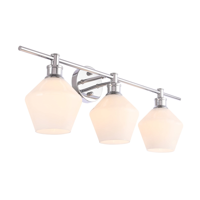 Living District Gene 3-Light Metal Wall Sconce in Black and Frosted White Glass