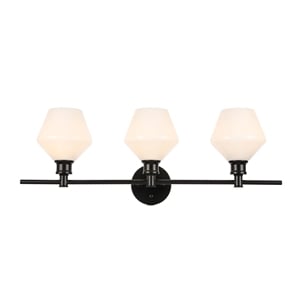 Living District Gene 3-Light Metal Wall Sconce in Black and Frosted White Glass