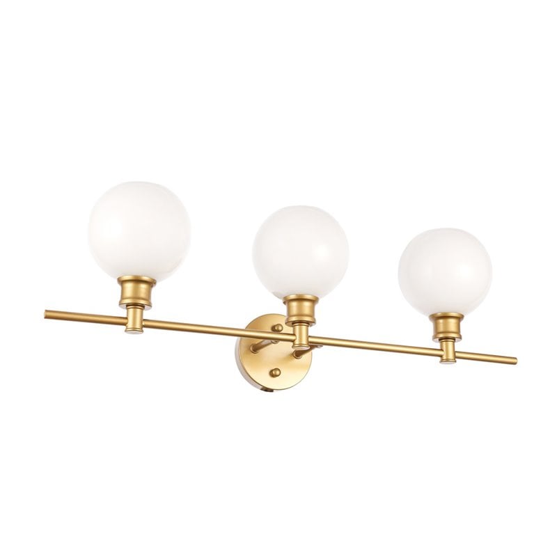 Living District Collier 3-Light Metal Wall Sconce in Brass and Frosted White