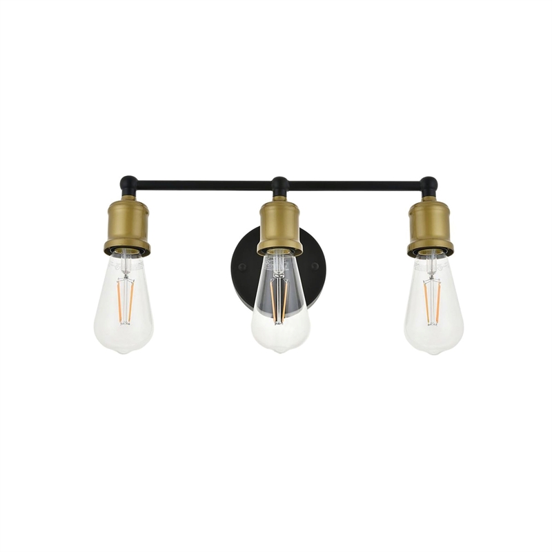Living District Serif 3-Light Metal Wall Sconce in Brass and Black