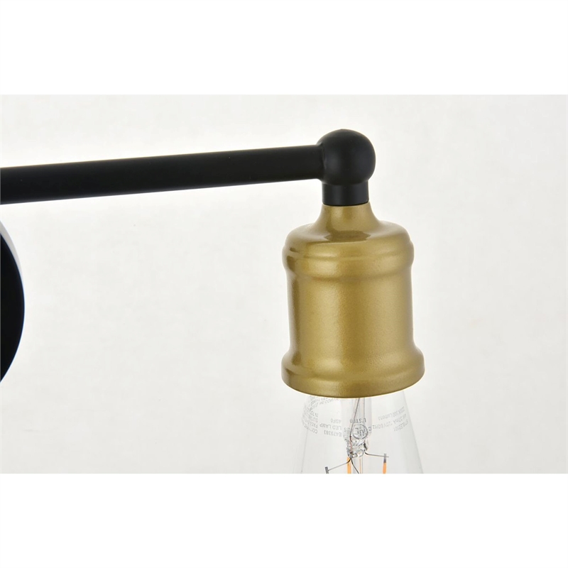 Living District Serif 3-Light Metal Wall Sconce in Brass and Black