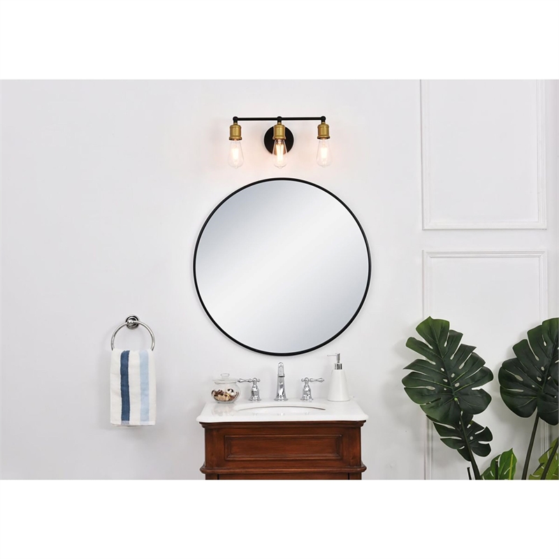 Living District Serif 3-Light Metal Wall Sconce in Brass and Black