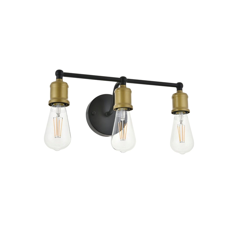 Living District Serif 3-Light Metal Wall Sconce in Brass and Black