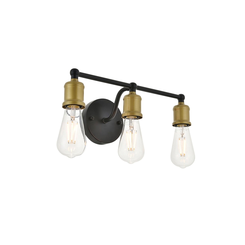 Living District Serif 3-Light Metal Wall Sconce in Brass and Black