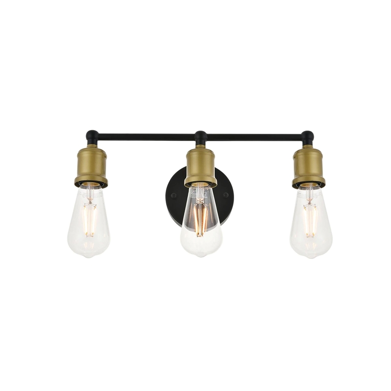 Living District Serif 3-Light Metal Wall Sconce in Brass and Black