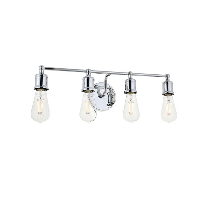 Living District Serif 4-Light Mid-Century Metal Wall Sconce in Chrome