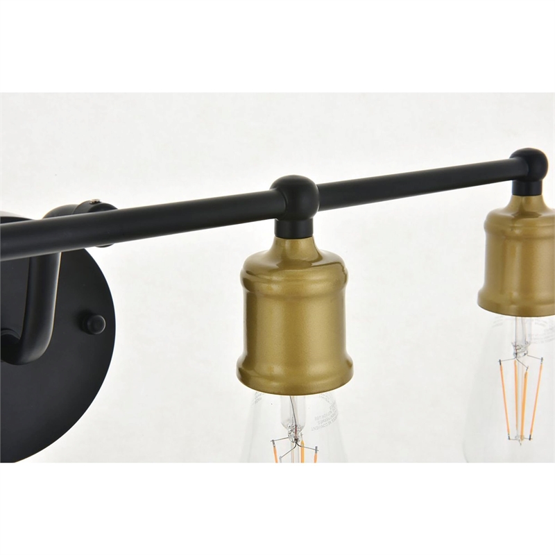 Living District Serif 4-Light Mid-Century Metal Wall Sconce in Brass and Black