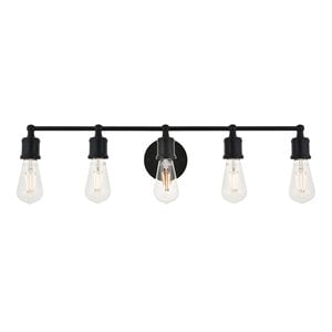 Living District Serif 5-Light Mid-Century Metal Wall Sconce in Black