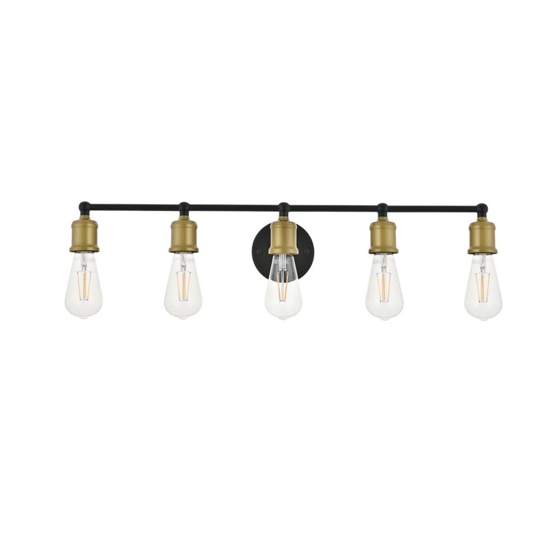 Living District Serif 5-Light Metal Wall Sconce in Brass and Black