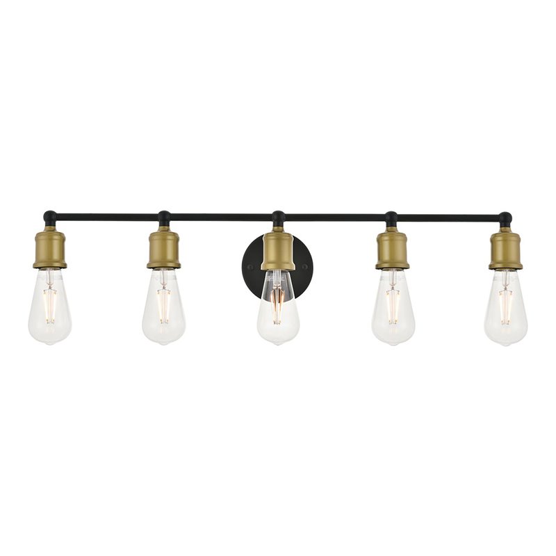 Living District Serif 5-Light Metal Wall Sconce in Brass and Black