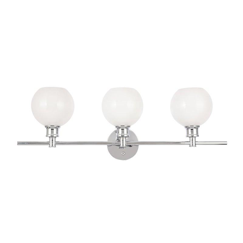Living District Collier 3-Light Metal Wall Sconce in Chrome and Frosted White