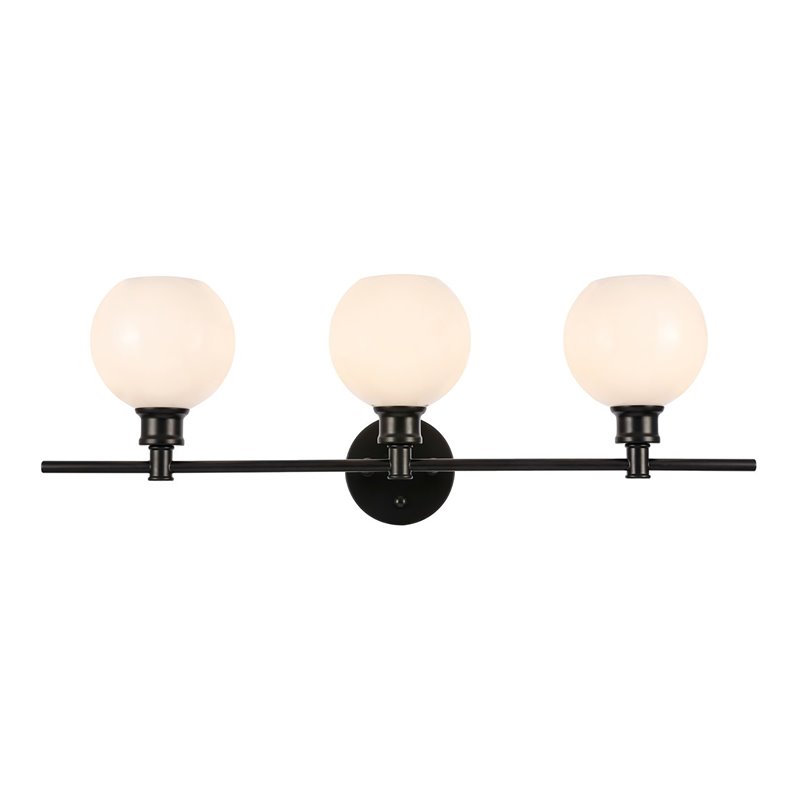 Living District Collier 3-Light Metal Wall Sconce in Black and Frosted White
